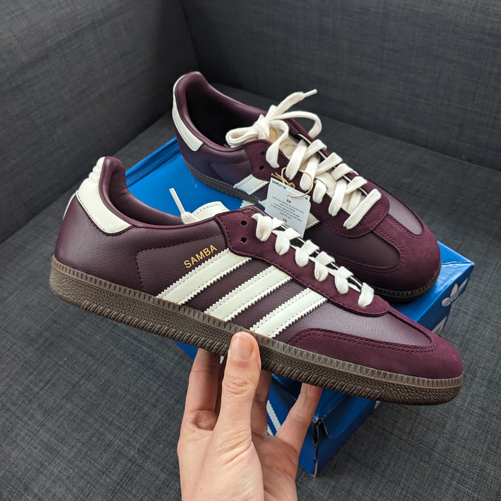 Adidas Samba OG Maroon and White Leather Sneakers